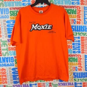 Vintage Moxie Soda T Shirt Size L Orange Maine's Official Soft Drink 2005